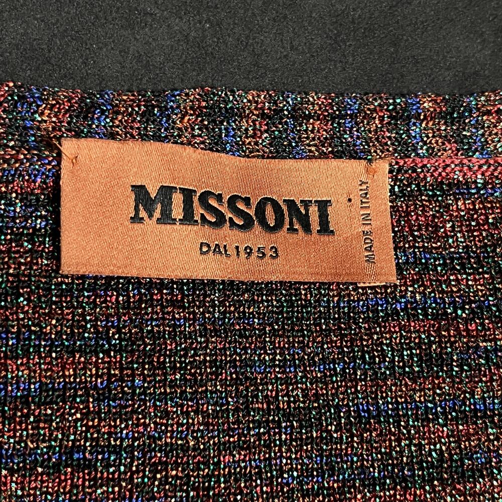 Missoni Sweater Womens 40 Rainbow Multicolor Metallic Glitter V Neck Knit Italy - Picture 4 of 7